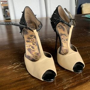 Sam Edelman leather heels - nude, black with studs